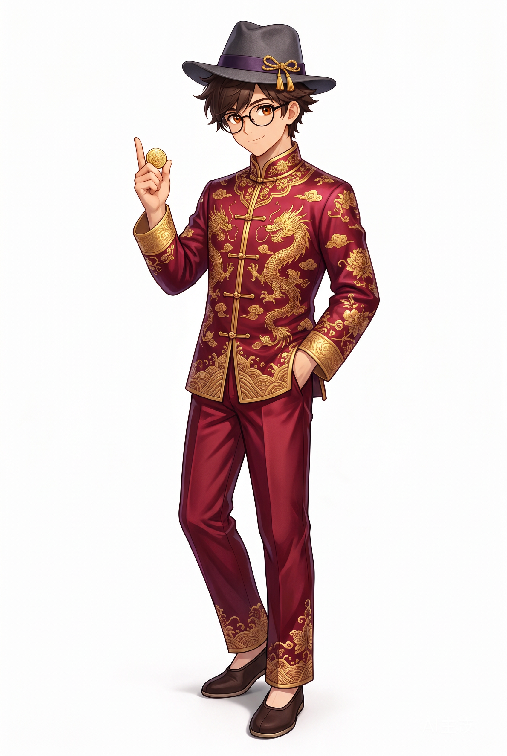 春節スタイルの衣装を着たキャラクター