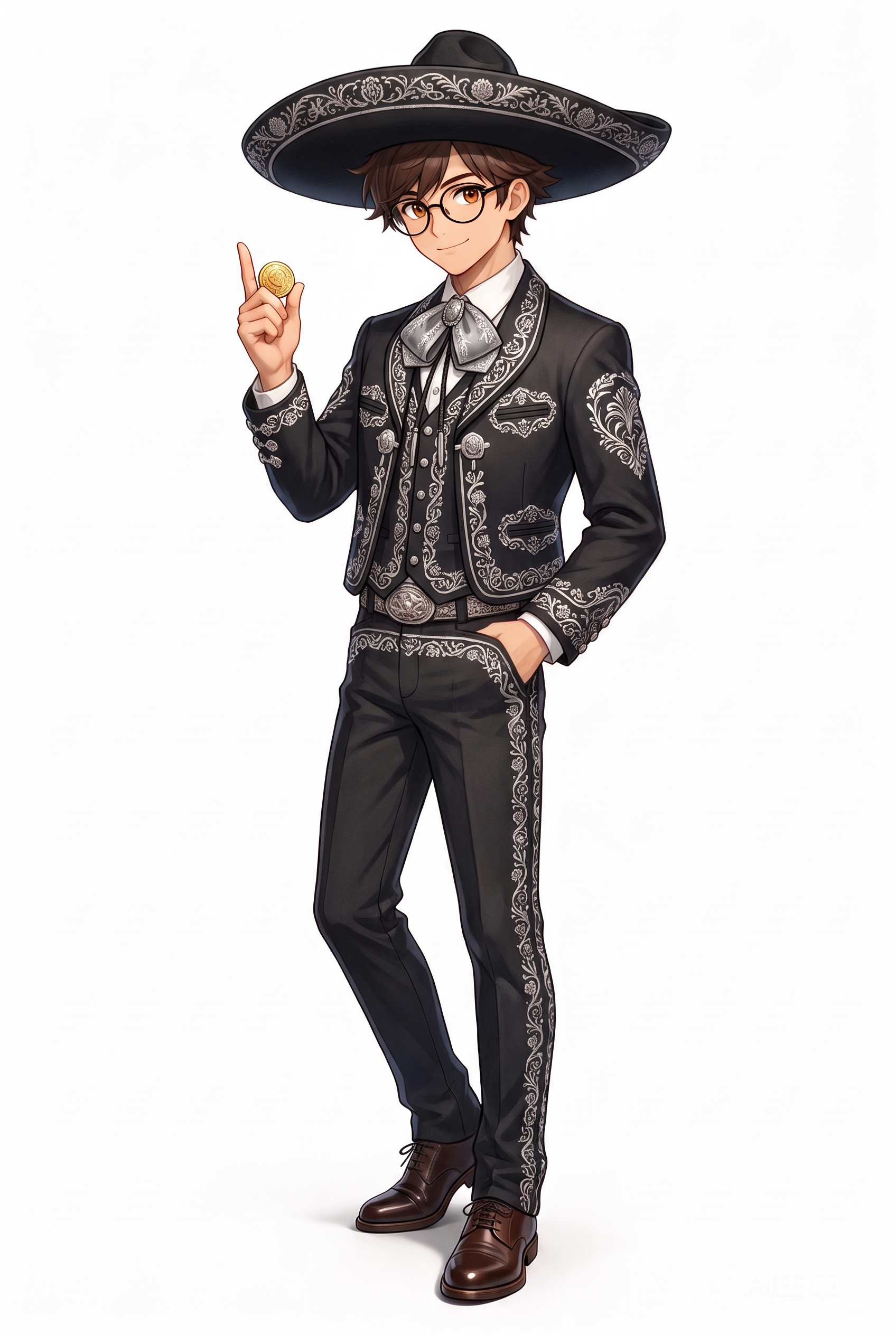 メキシコの伝統衣装を着たキャラクター